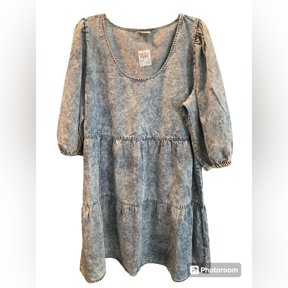 a.n.a (a new approach) Babydoll Tiered acid wash Cotton Dress. Size XL.